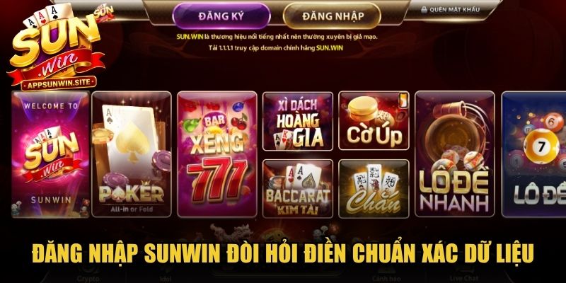 Đăng nhập Sunwin đòi hỏi người chơi điền chuẩn xác dữ liệu