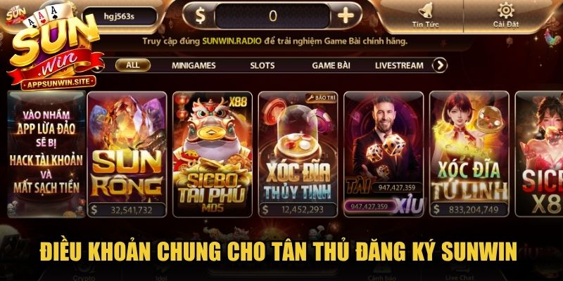Điều khoản chung cho tân thủ đăng ký Sunwin rất rõ ràng