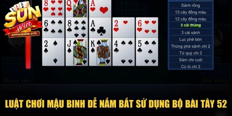 Luật chơi Mậu Binh rất dễ nắm bắt nhờ sử dụng bộ bài Tây 52