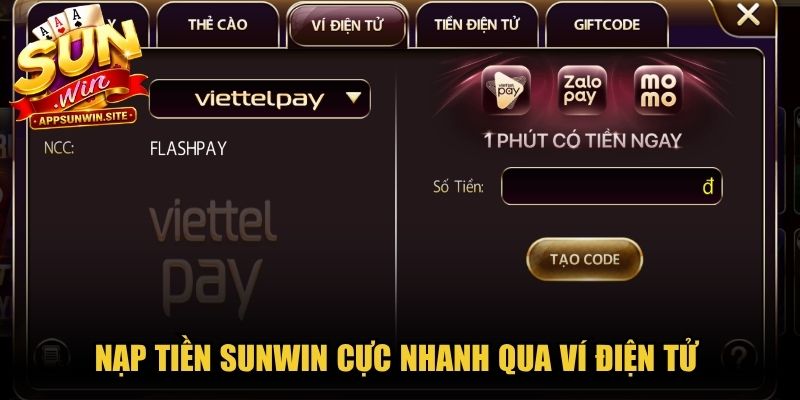Nạp tiền Sunwin cực nhanh qua ví điện tử hoàn toàn miễn phí